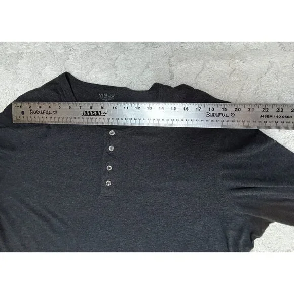 Vince Men's 100% Pima Cotton Long Sleeve Henley Shirt XXL Heather Gray Pullover